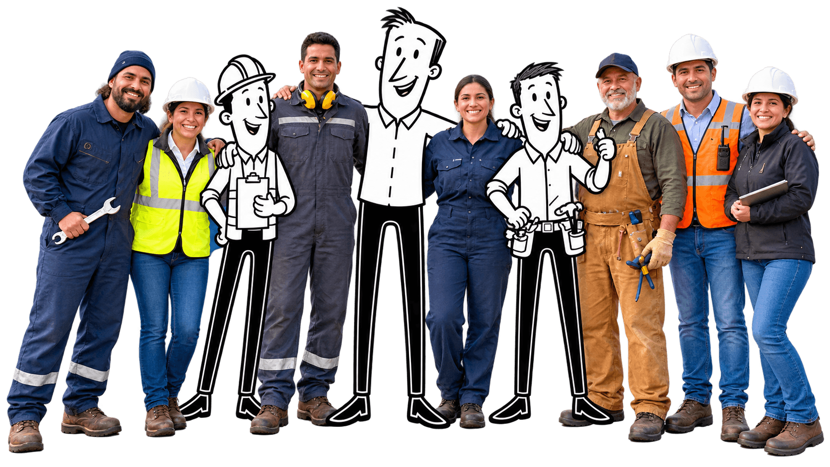 Equipo de trabajo unido en terreno